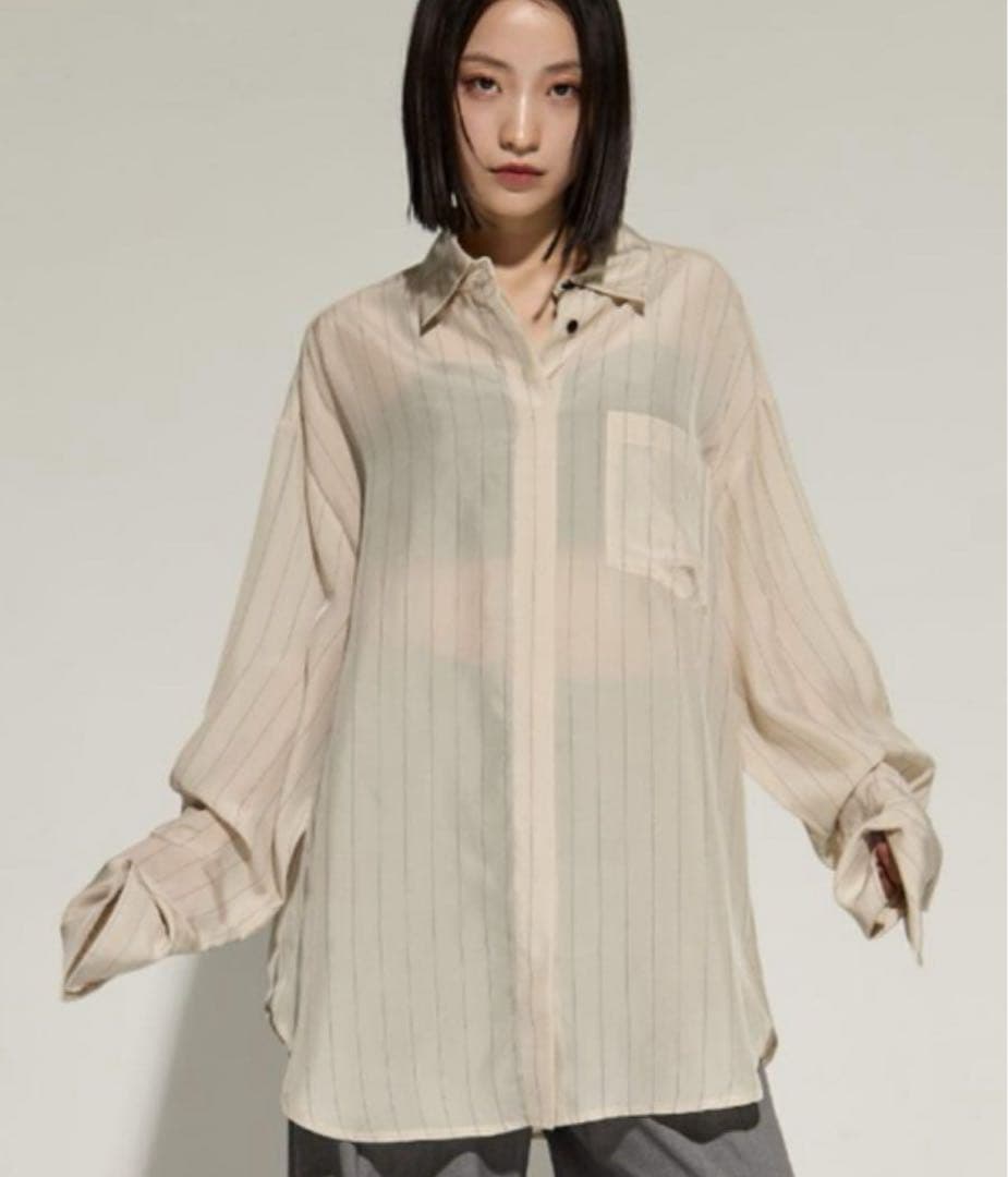 todayful stripe silky shirts アイボリー