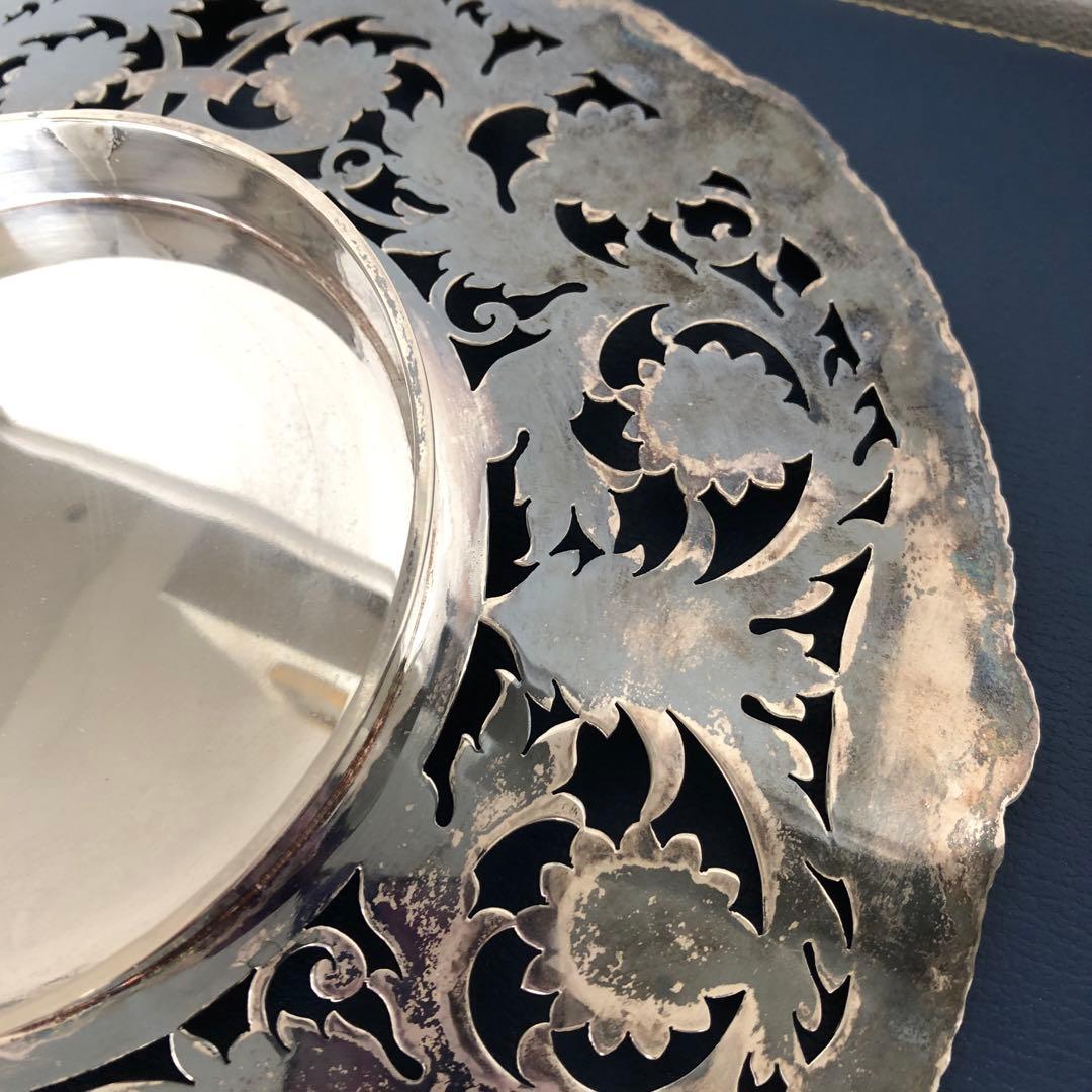 マッピン＆ウェッブ　純銀製　透かし＆カービング　コンポート　ディッシュ　シルバー