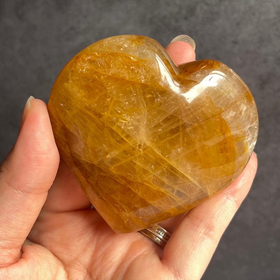 ゴールデンヒーラー ジオード入り 台座付き ハート