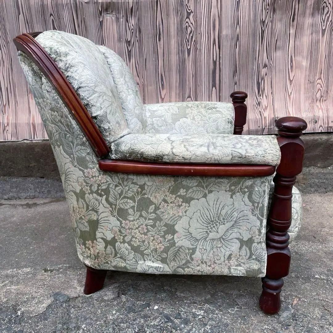 ③ カリモク 1人掛けソファ シングルソファ 花柄　金華山　アンティーク