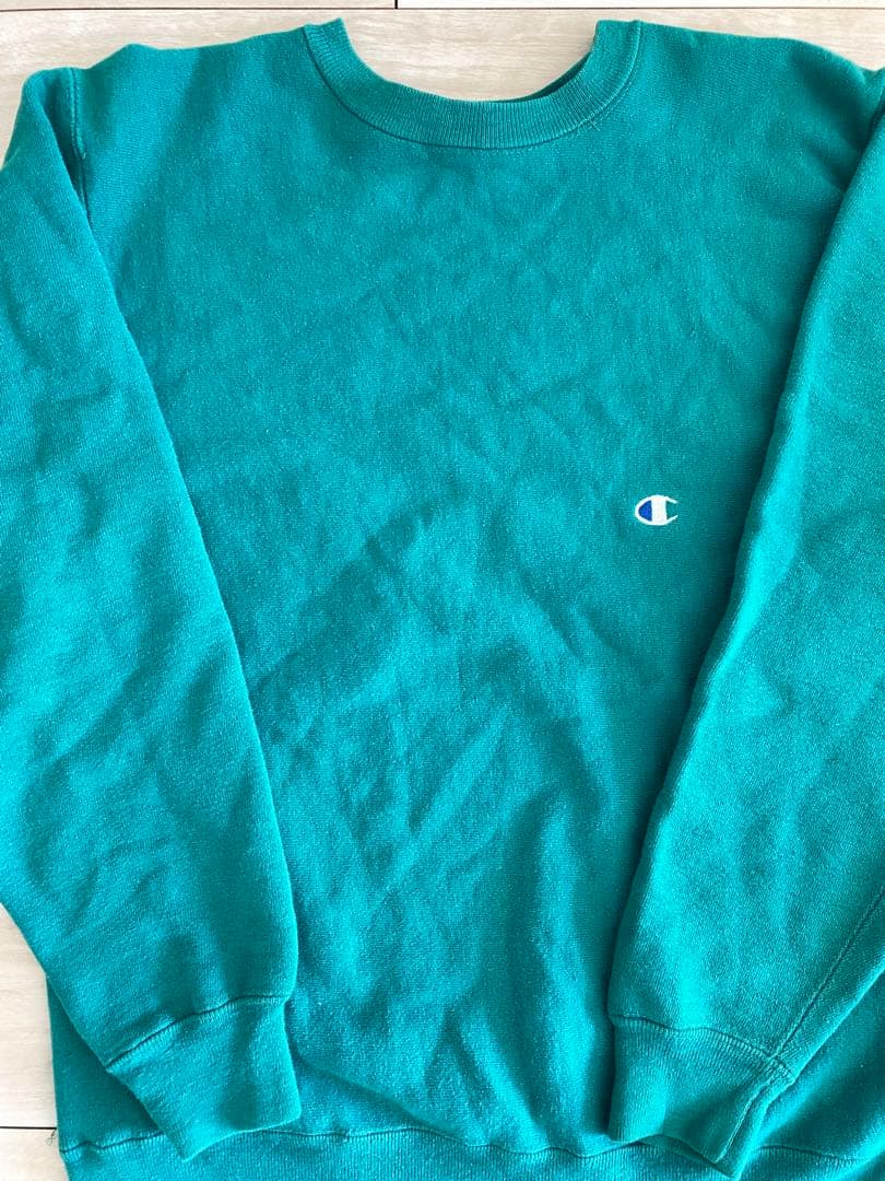 レアカラー 90s チャンピオン リバースウィーブ ターコイズグリーン USA製
