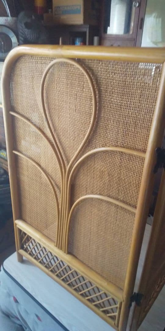 ラタン衝立2枚折り(昭和レトロ)