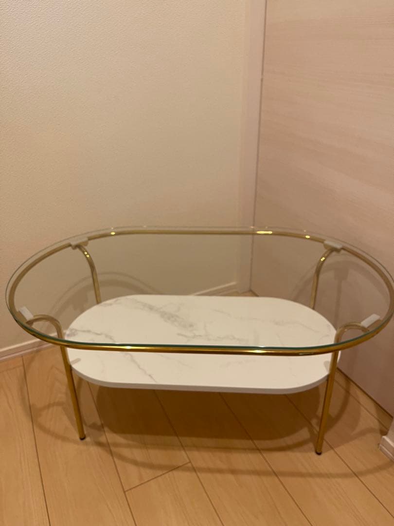 Francfranc レガートコーヒーテーブルS ゴールド×マーブル