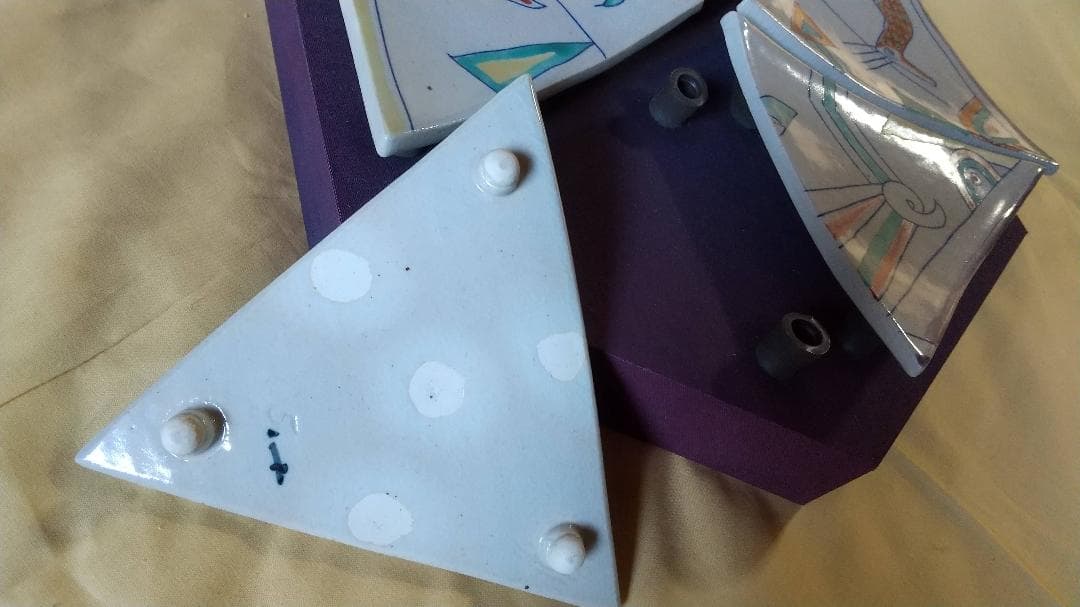 ◆１点もの◆三角皿６枚セット　六角形額仕立て