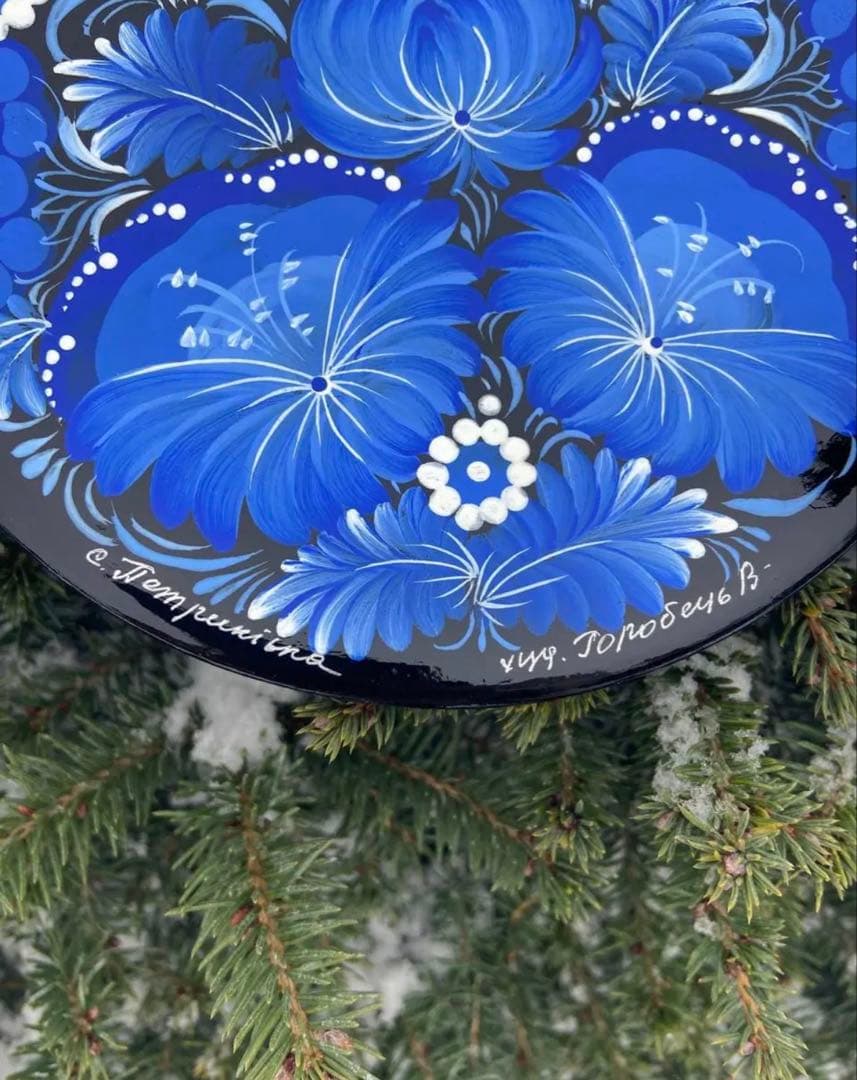 現地職人製作　ペトリキウカ塗りのプレート（ホロベッツ）15cm