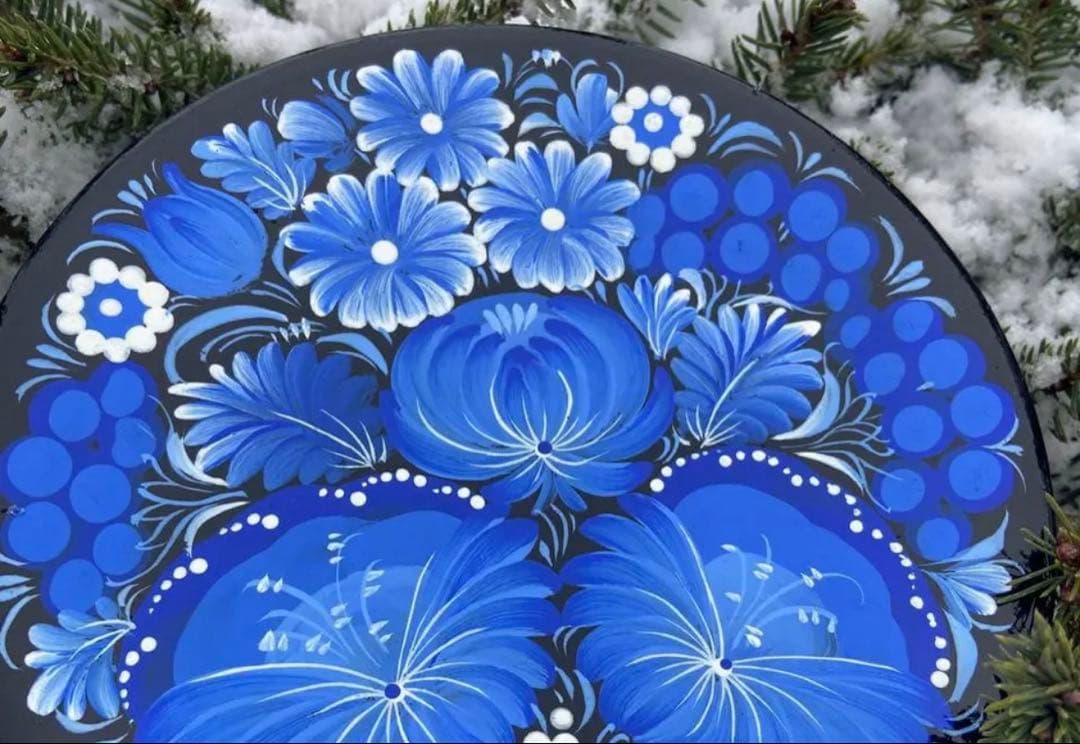 現地職人製作　ペトリキウカ塗りのプレート（ホロベッツ）15cm