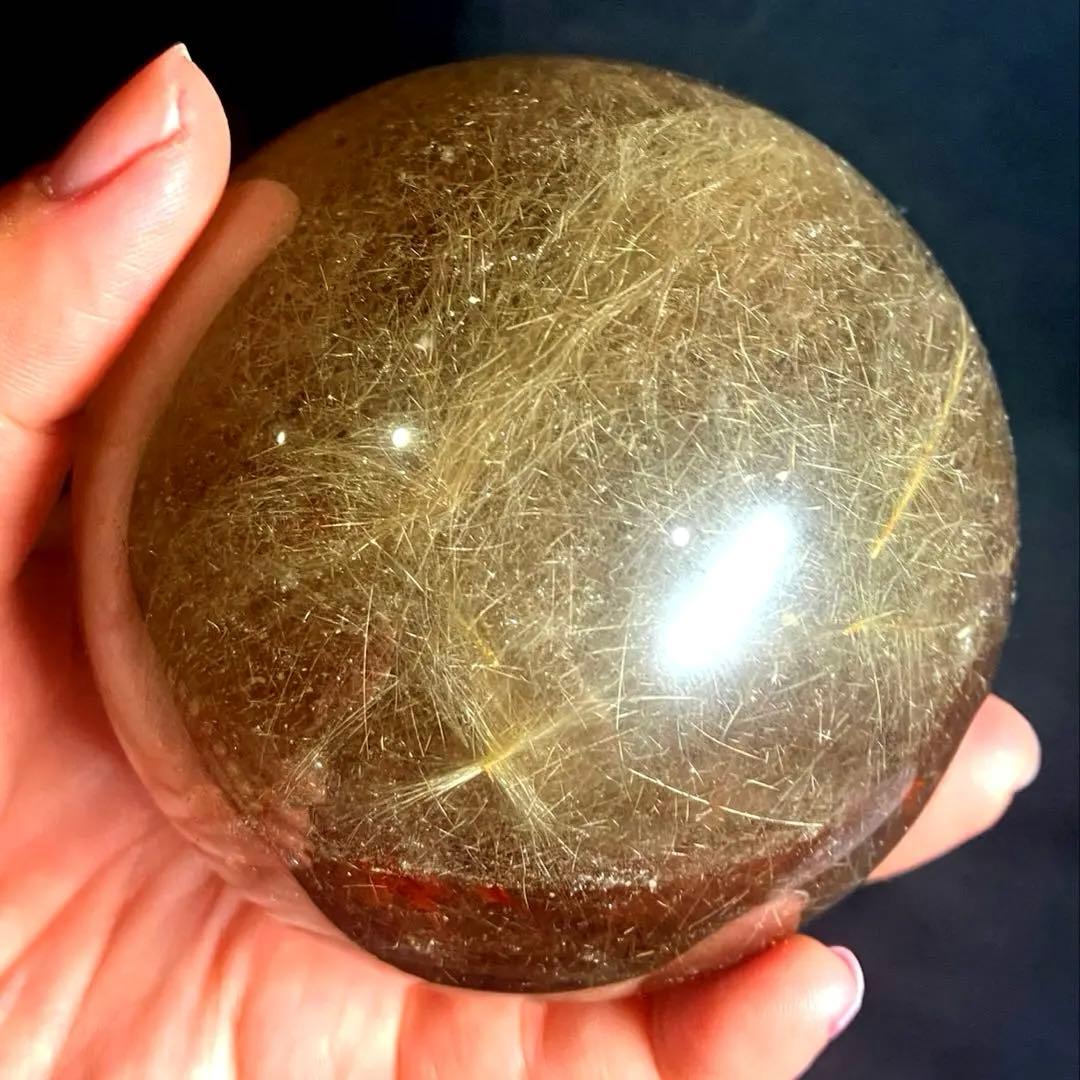 超特大　84mm ゴールドルチルクォーツ　金針水晶　パワーストーン