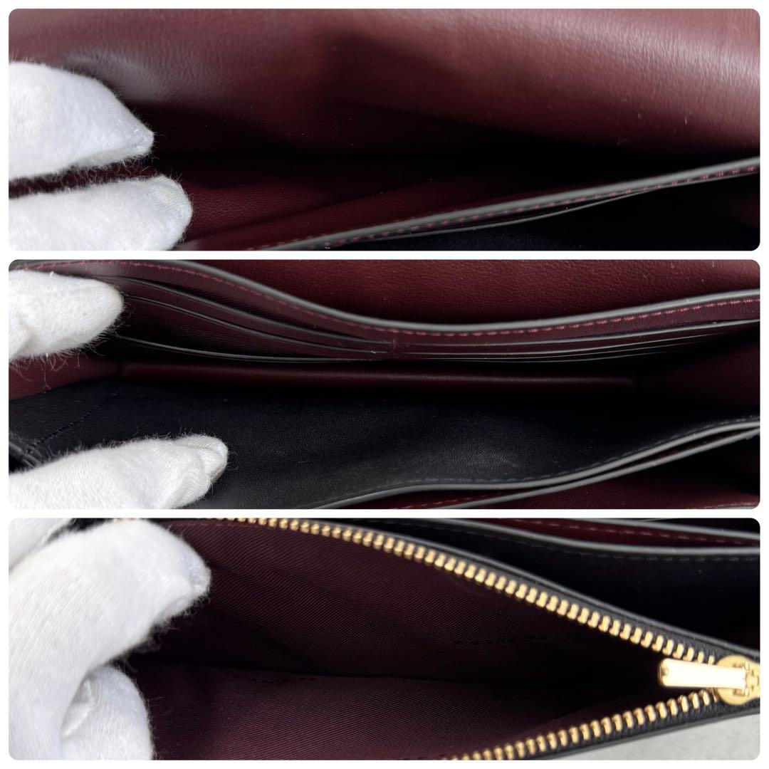 希少 COACH メタル ティーローズ チェーンウォレット 花 黒 ゴールド