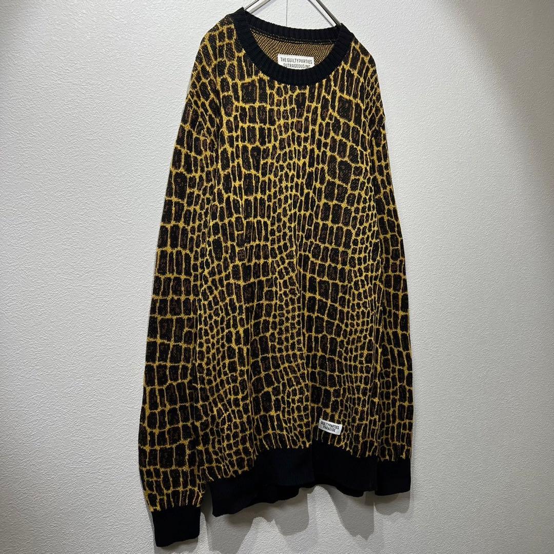 希少 ワコマリア ジャガード クルーネック ニット アニマル レオパード