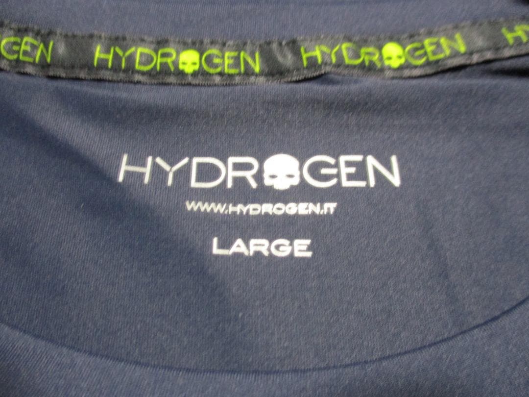 【ハイドロゲン・テニス】マルチアイコン・テックＴシャツ★L★ネイビー×イエロー