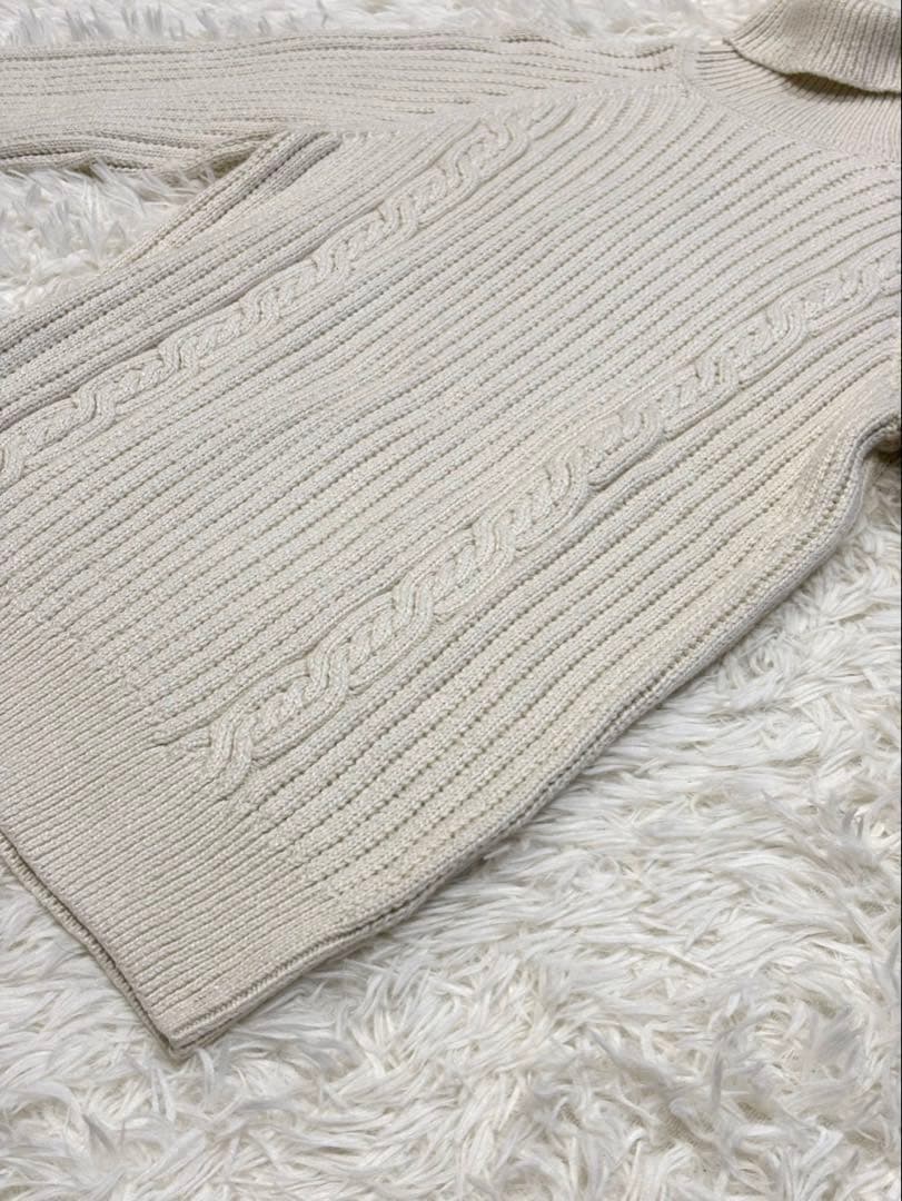 【新品】 ブルックスブラザーズ タートルネック ケーブルニット M 白