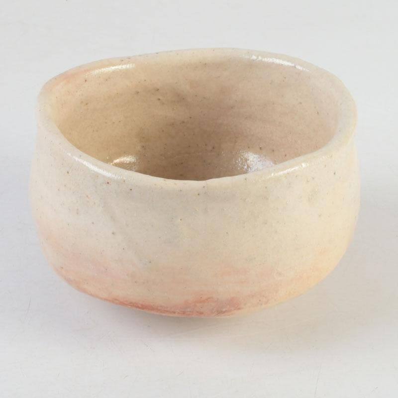 茶道具　大樋焼　九代　大樋長左衛門作　八橋之絵　志野茶碗　共箱　V　9903