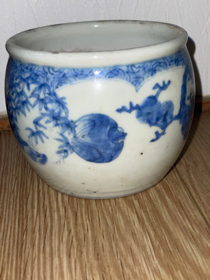 古伊万里　染付　火入　香炉？　タバコ道具？　雀