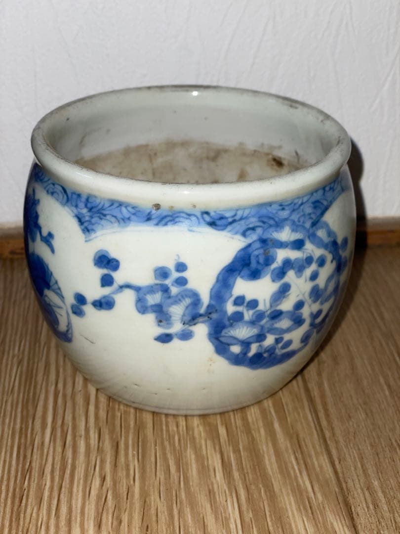 古伊万里　染付　火入　香炉？　タバコ道具？　雀