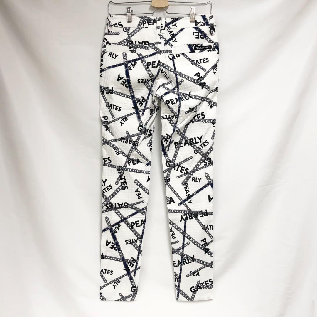 ○★新品未使用　PEARLY GATES　チェーン柄　ストレッチパンツ　1　白