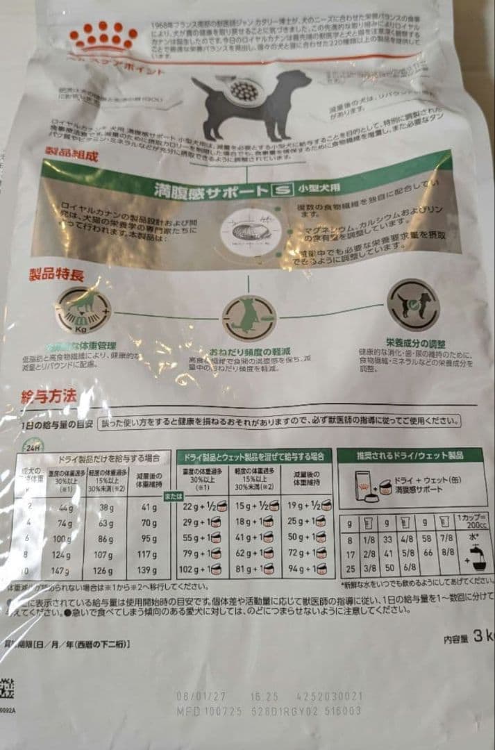 2袋セット　ロイヤルカナン　 満腹感サポート 小型犬用 3kg