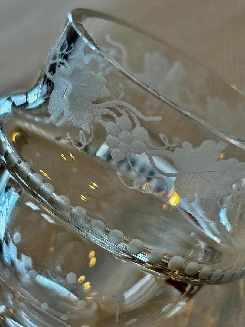 フランスアンティーク クリスタルハンドグラヴュール 手彫 葡萄柄 マスターポット