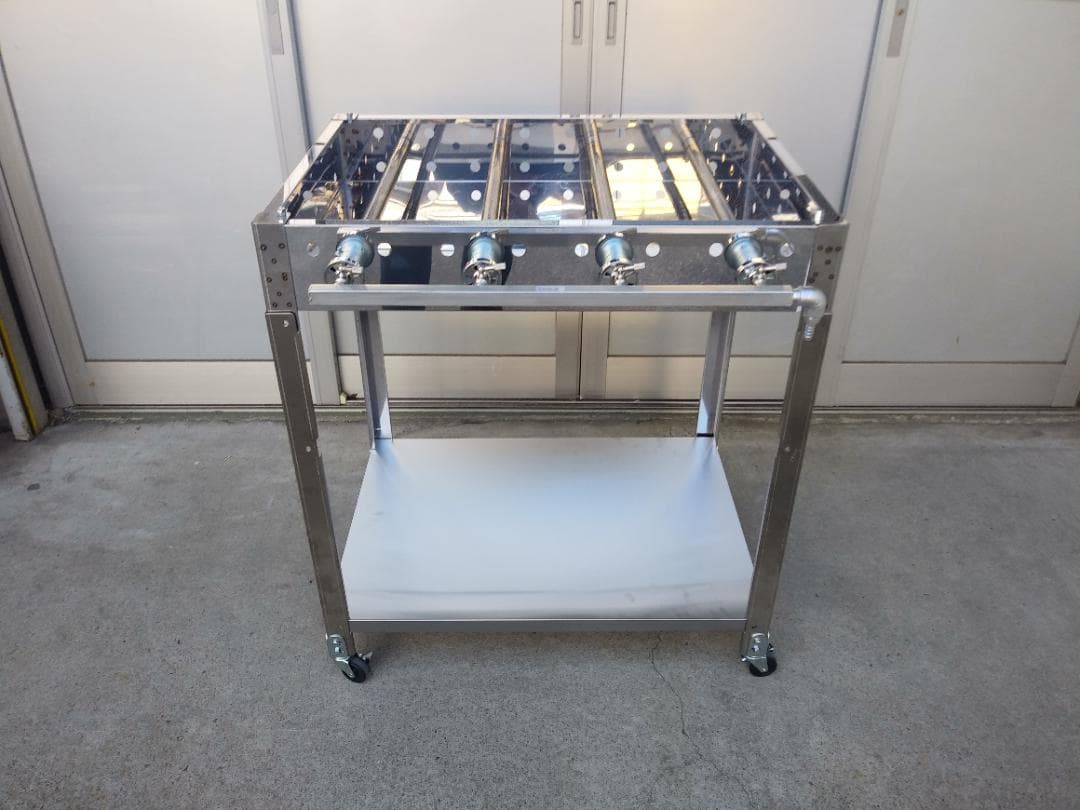 屋外販売に　デモキッチン　７５０幅　専用台キャスター付　模擬店　LPGガスグリル