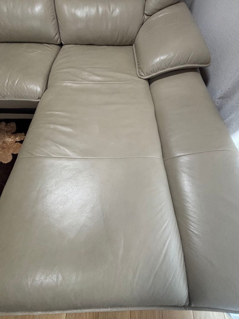 ニトリ 本革ソファ(ロゾ4) 左カウチ　※付属クッションあり