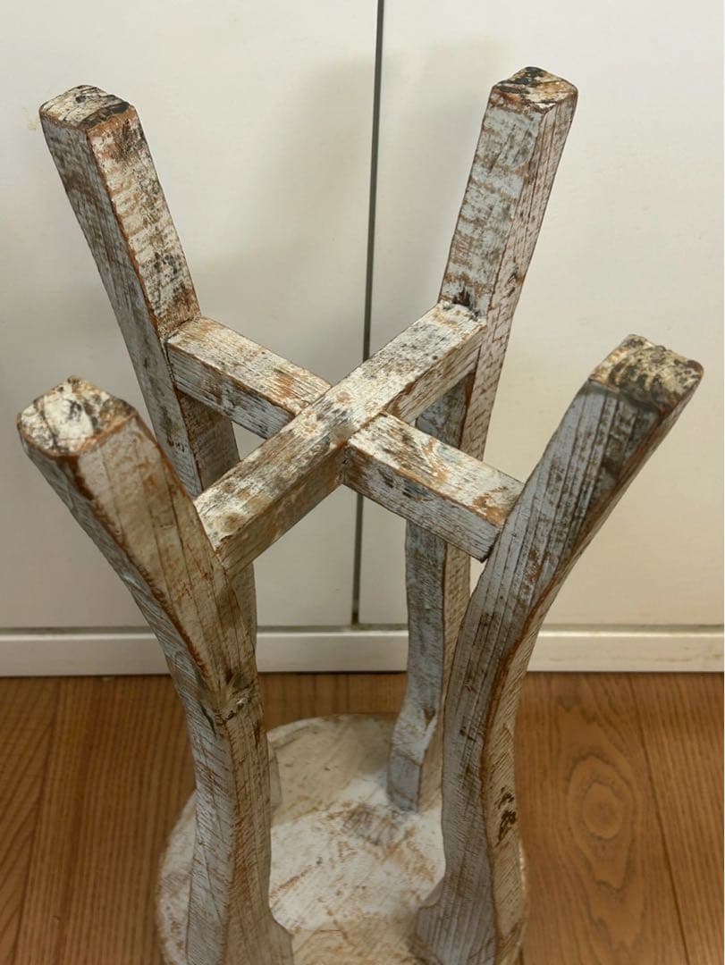 【アンティーク】スツール・プランター台（木製）