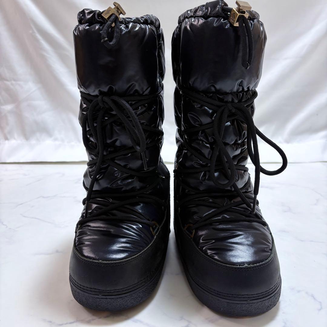極美品 MONCLER ダウンブーツ ムーンブーツ 黒23cm 防寒 軽量 撥水