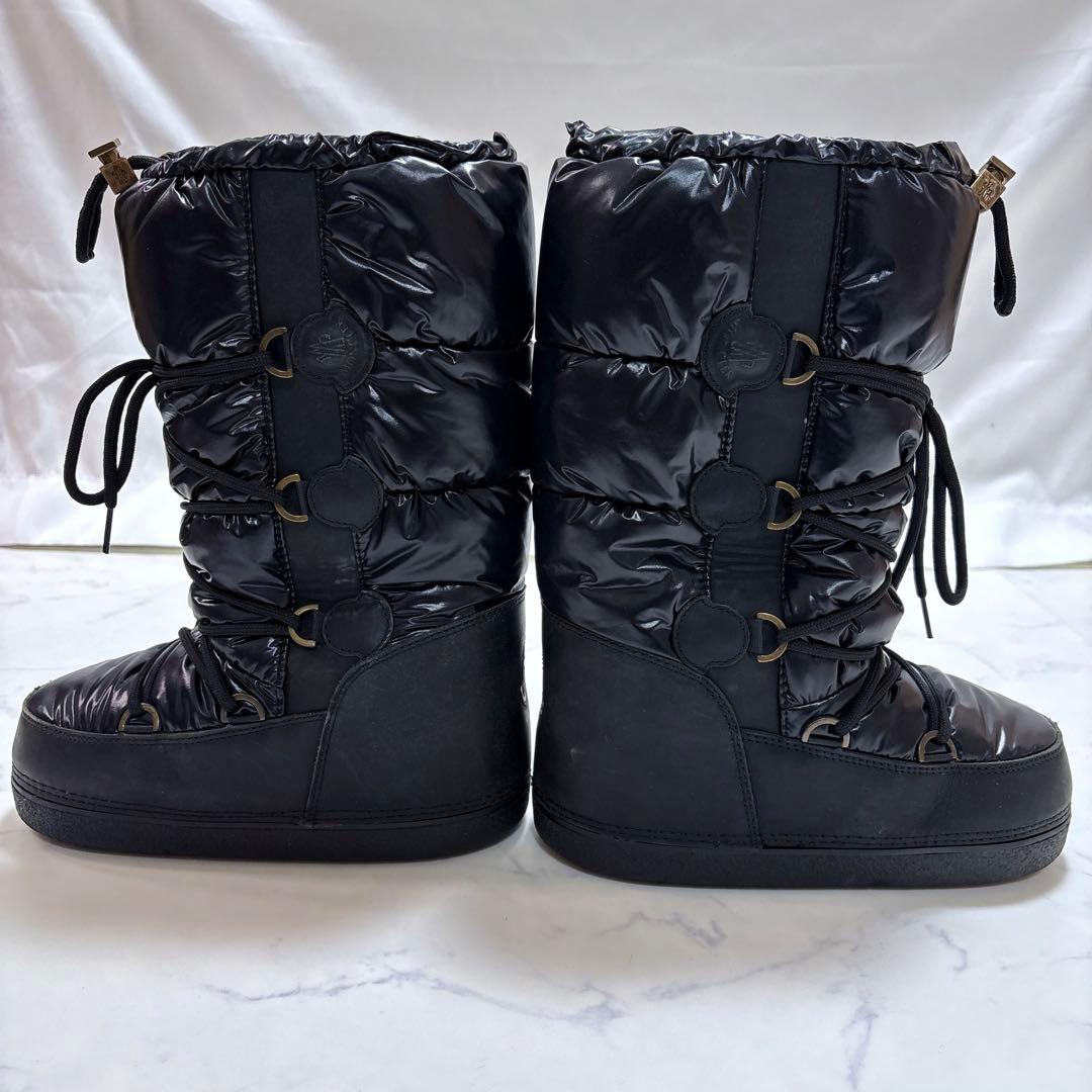 極美品 MONCLER ダウンブーツ ムーンブーツ 黒23cm 防寒 軽量 撥水