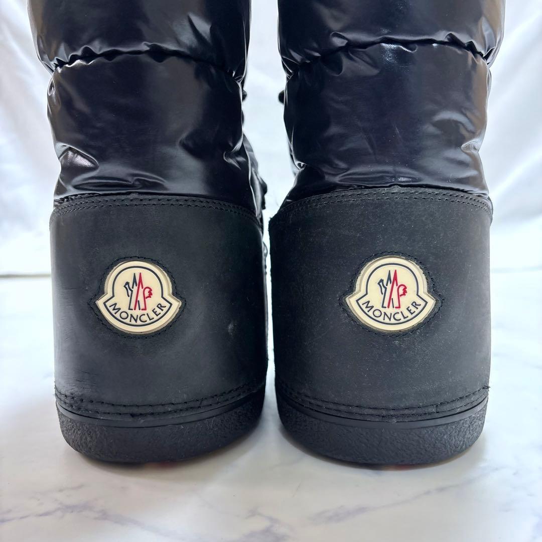 極美品 MONCLER ダウンブーツ ムーンブーツ 黒23cm 防寒 軽量 撥水