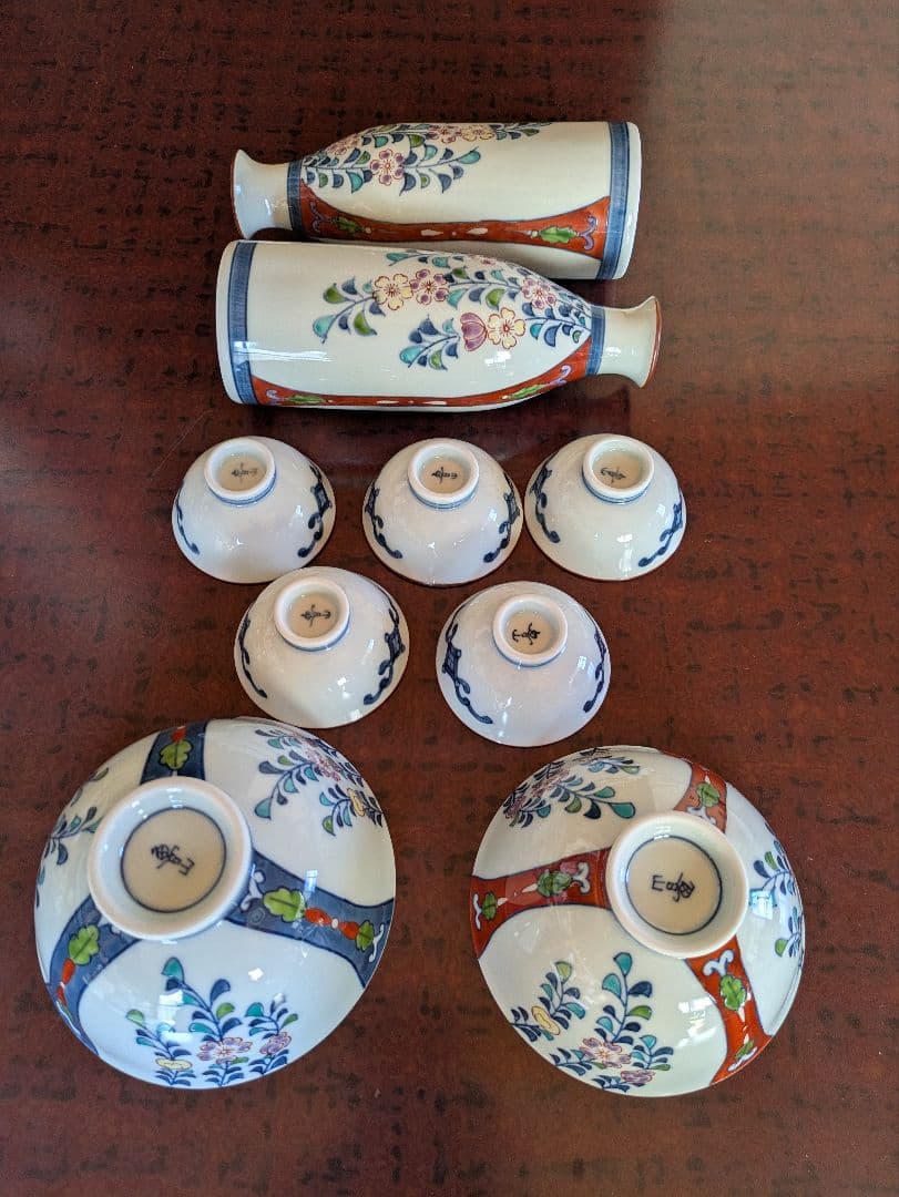 魯山　伊万里　夫婦茶碗と酒器のセット