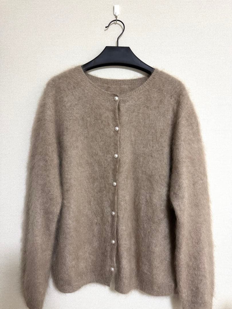フォックスカシミヤ100％ カーディガン　ミルクティー