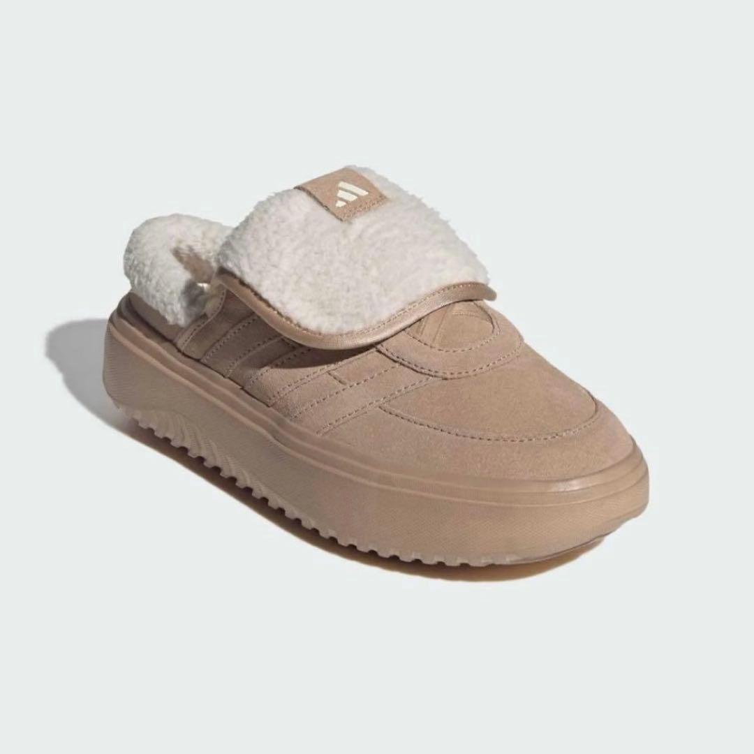 【韓国限定】adidas アディダス24.5㎝ ボア付き サンダル ブラウン