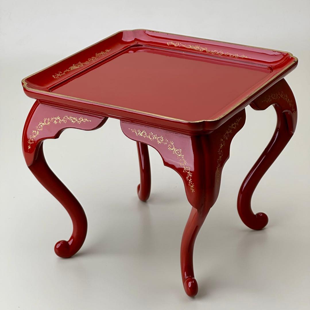 江戸期　朱漆脚付お膳台・供物台　元治元年箱書 骨董品　アンティーク