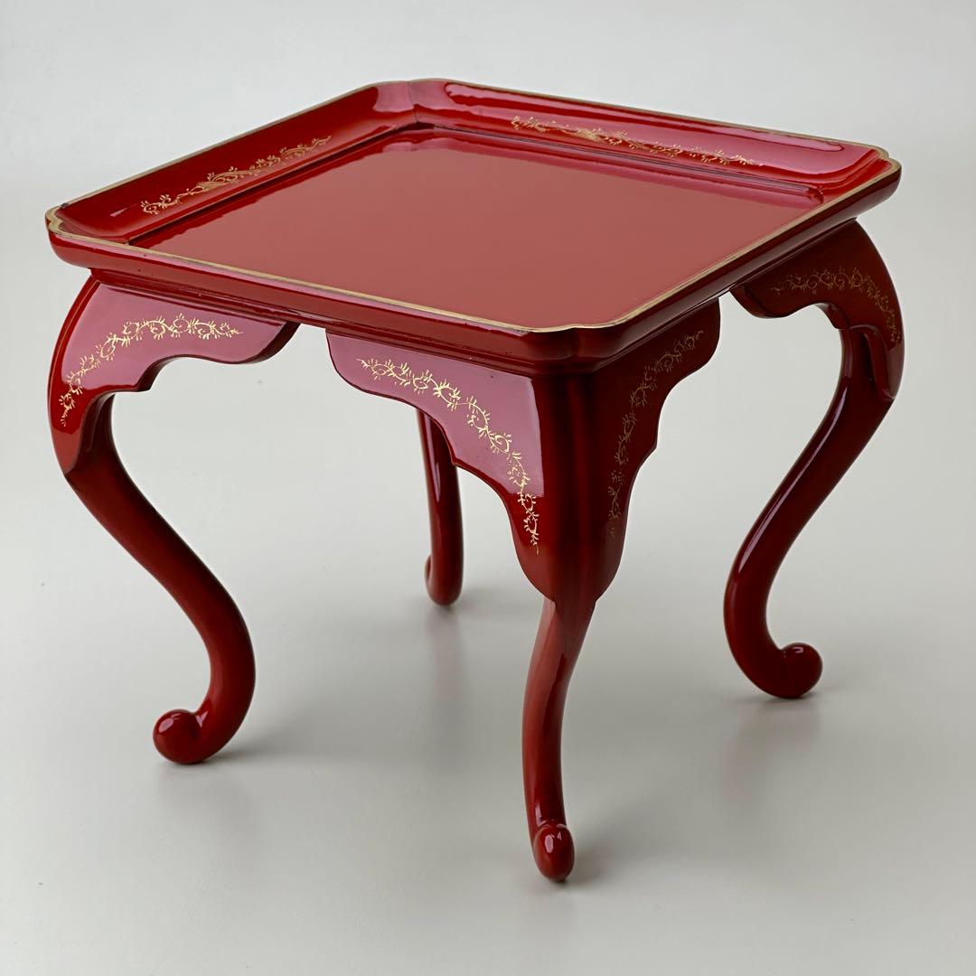 江戸期　朱漆脚付お膳台・供物台　元治元年箱書 骨董品　アンティーク