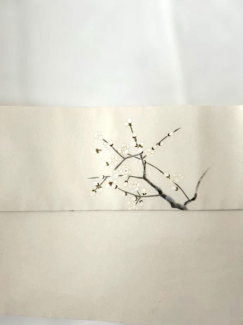 ●高級 正絹 落款 作家物 塩瀬 梅の華　名古屋仕立て 名古屋帯