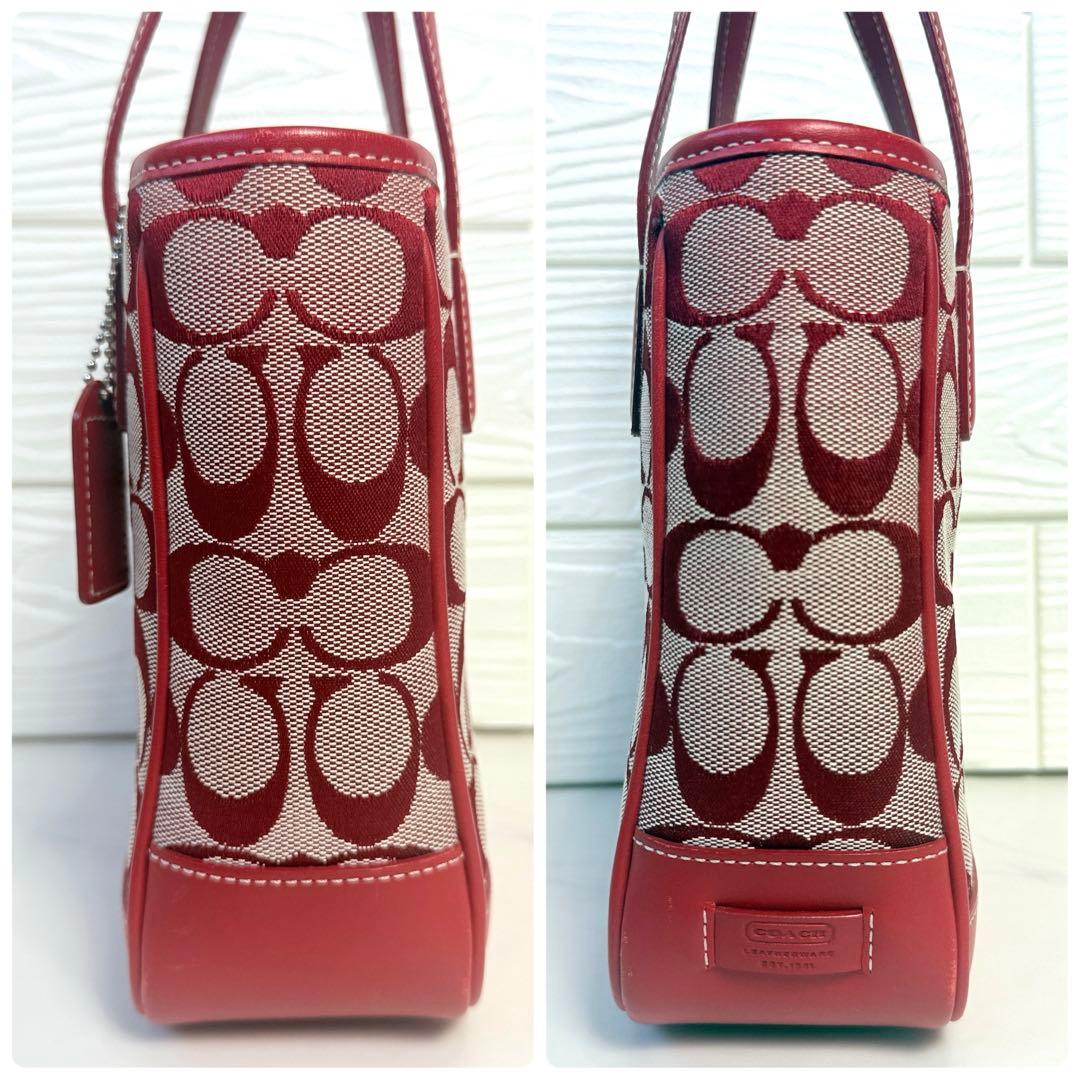 COACH signature mini tote handbag red 美品