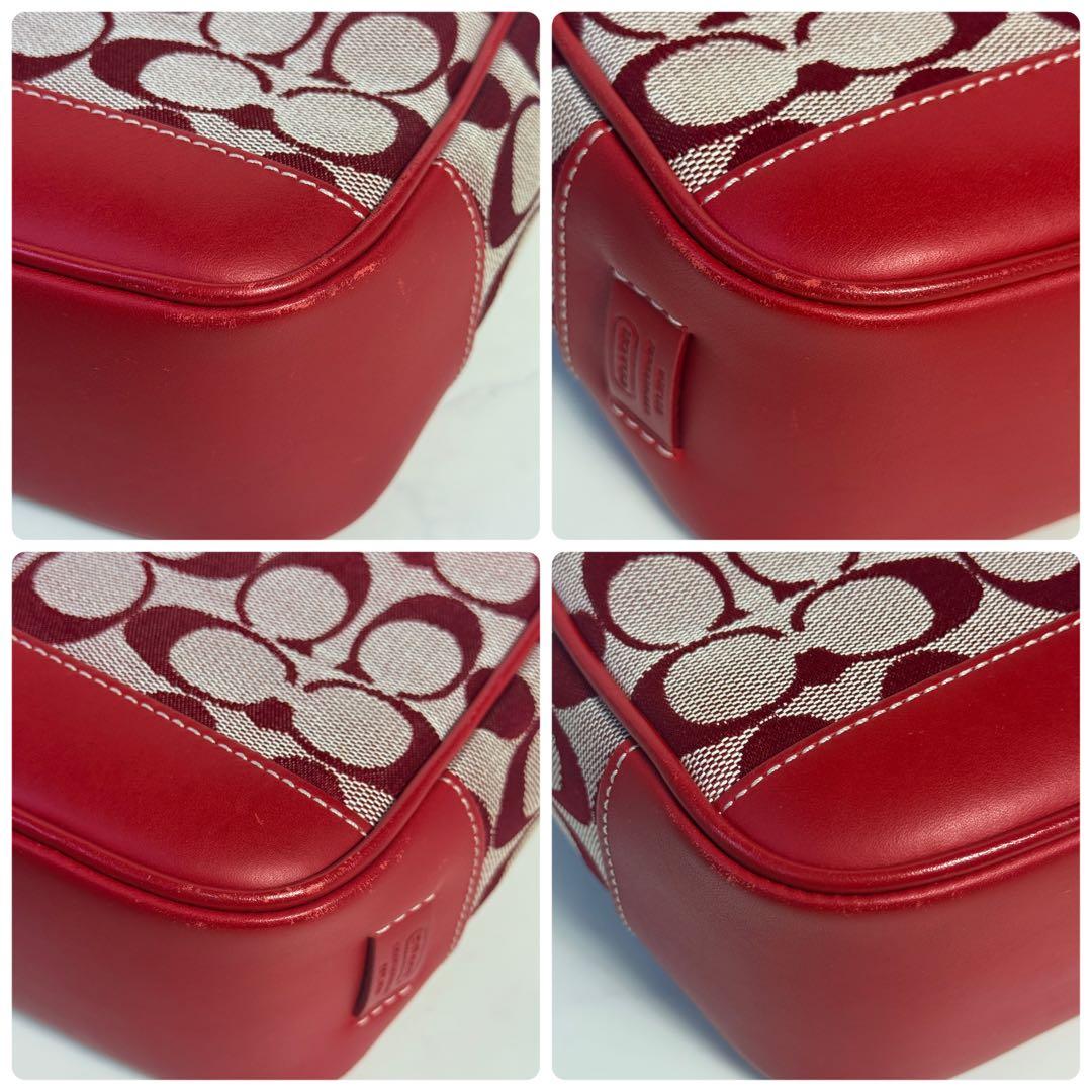 COACH signature mini tote handbag red 美品