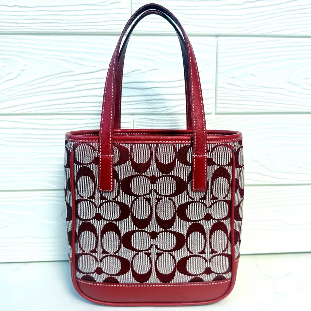 COACH signature mini tote handbag red 美品