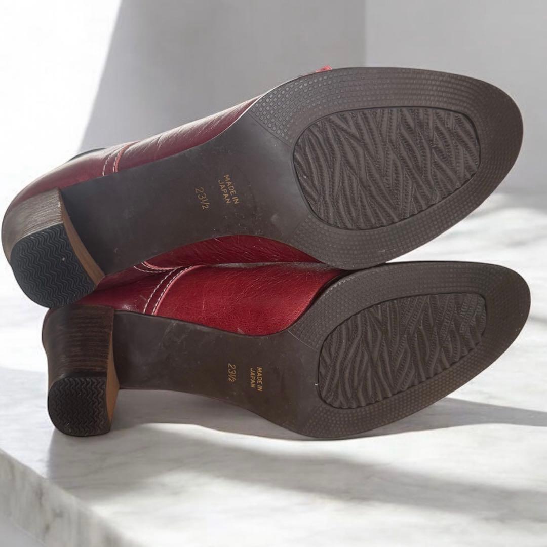 PISARO　ピサロ　本革レースアップロングブーツ　レッドピンク　編み上げ