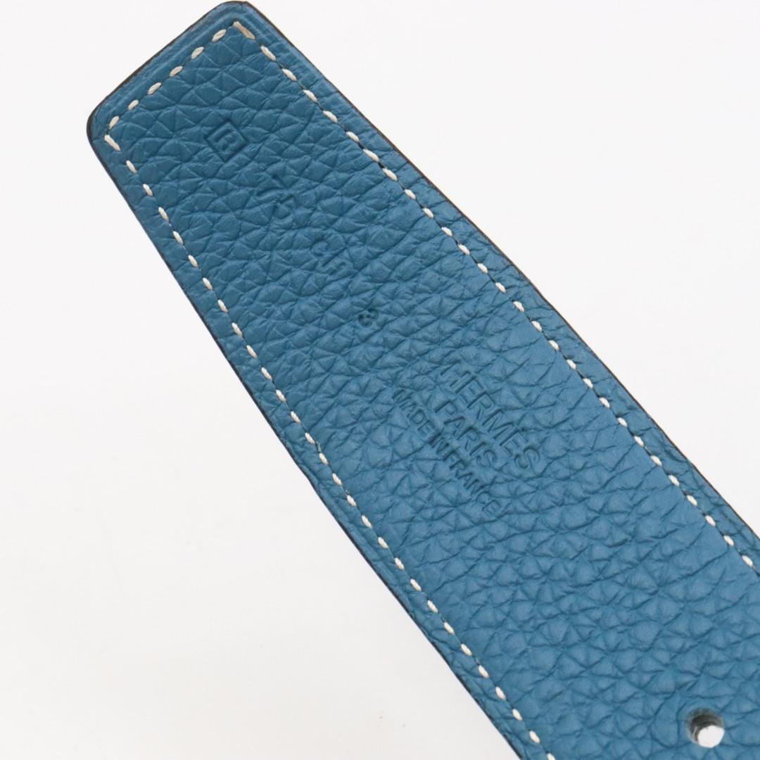 美品　エルメス　コリエドシアン　レザー　ベルト　７５　ブラック　ブルー