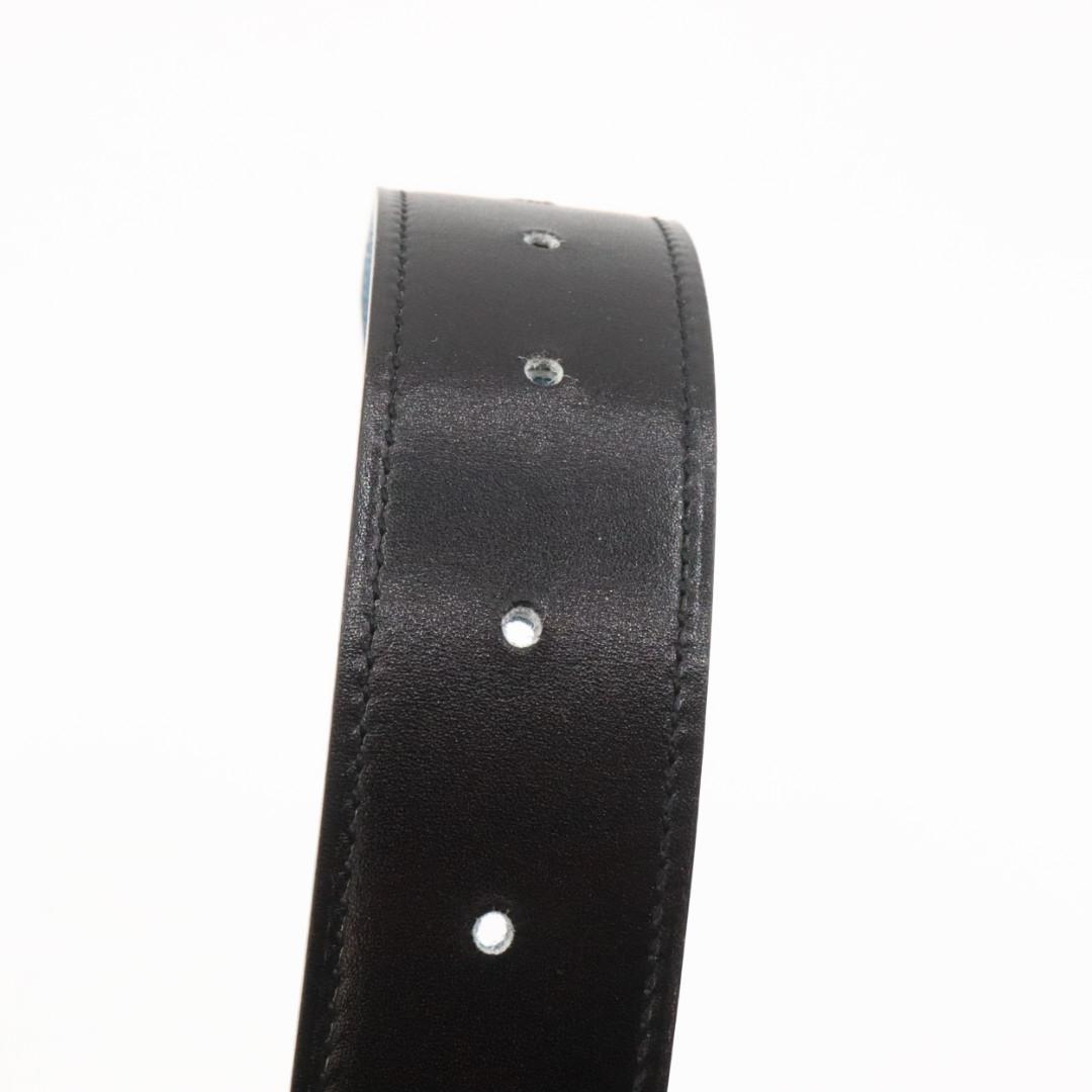 美品　エルメス　コリエドシアン　レザー　ベルト　７５　ブラック　ブルー