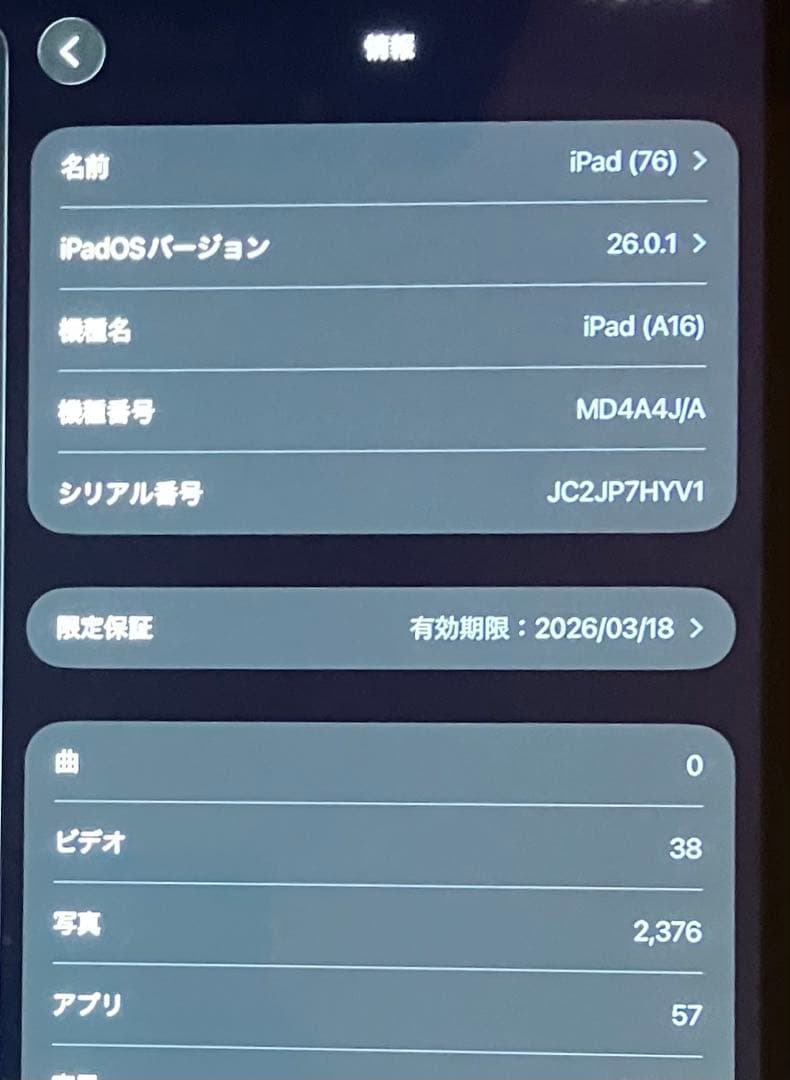 Apple iPad (A16) ブルー　本体　128GB