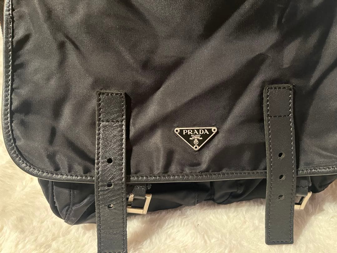 【美品】プラダ カメラバッグ ショルダーバッグ 三角ロゴ ナイロン ブラック