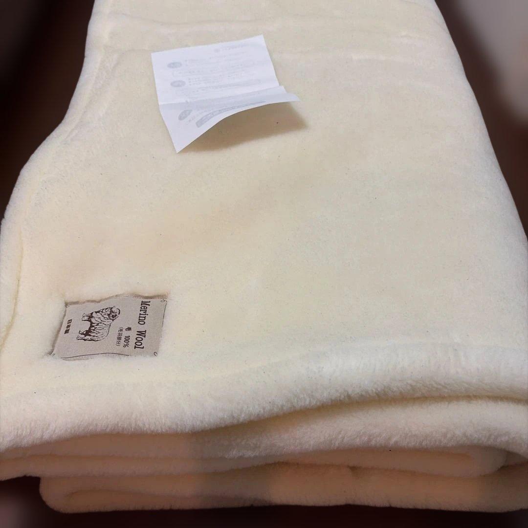 掛け セミダブル三井毛織 日本製 洗える メリノ ウール マイヤー毛布 ホワイト
