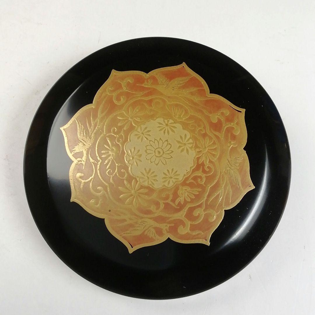 Ｔ８３６　香合　『手鏡蒔絵』『錫縁香合』『新井司峰 作』　共箱　茶道具