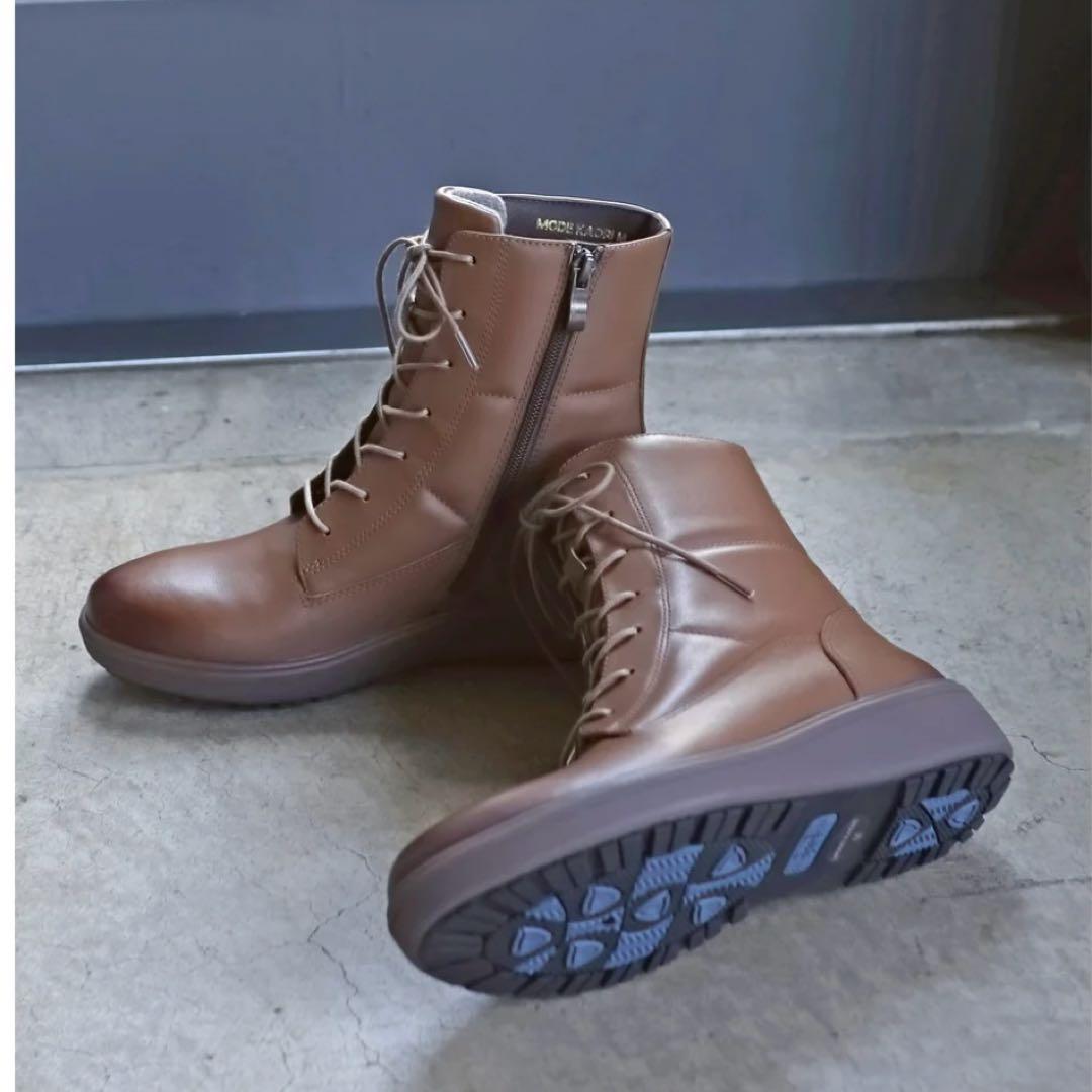MODE KAORI レースアップブーツ 滑り止め撥水レザー採用 モードカオリ