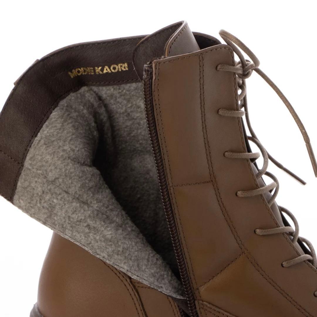 MODE KAORI レースアップブーツ 滑り止め撥水レザー採用 モードカオリ