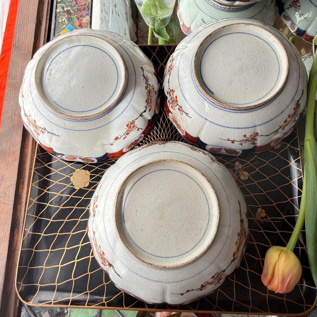 2189様感謝‼️節目に明治上手柿右衛門手『桐花鳳凰文様』切支丹皿松梅桐菊5客