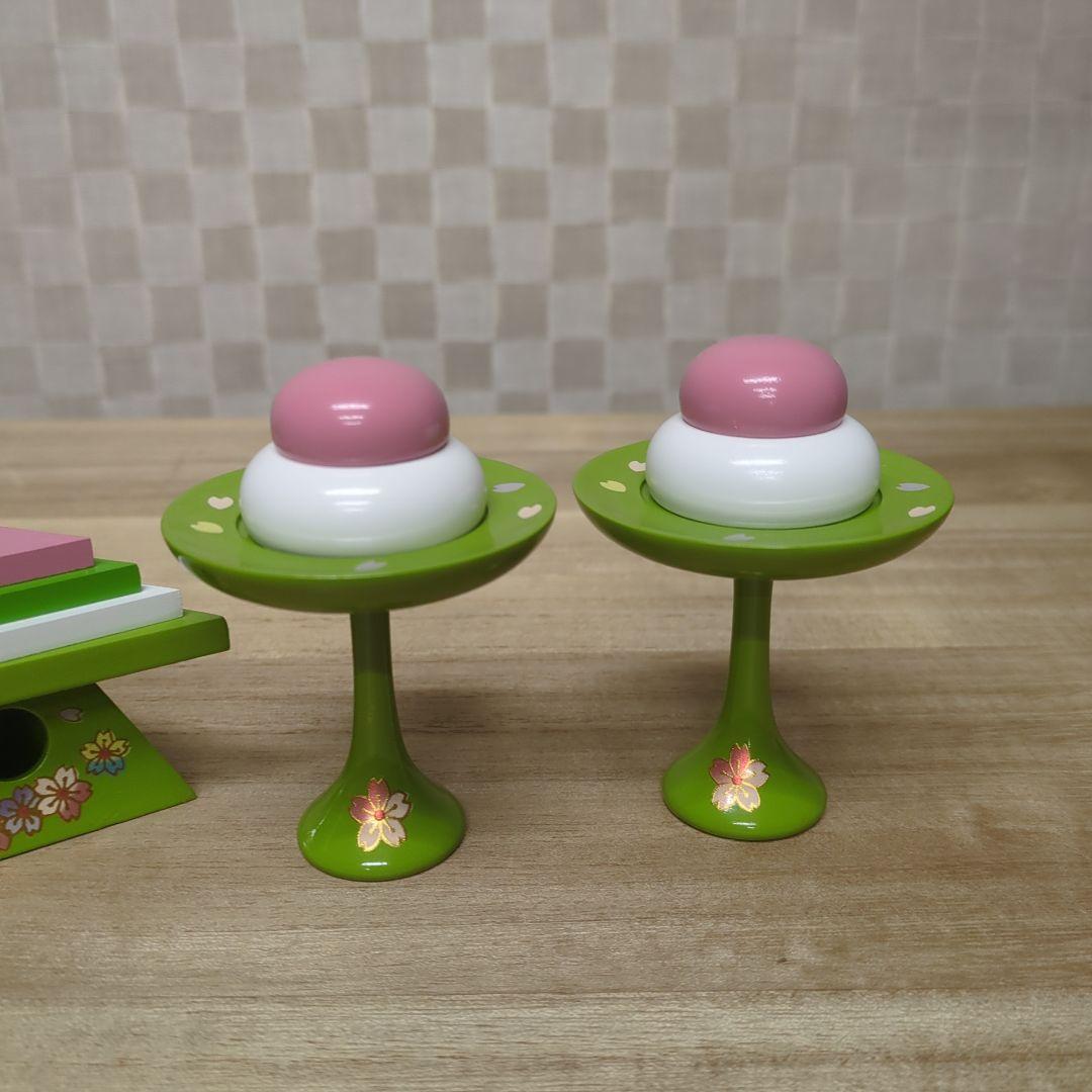 雛道具　25号　6点セット木製 抹茶色 幅60cm〜70cm前後3段用