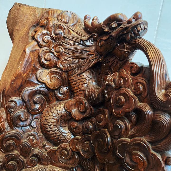 ⭕️木製彫刻 龍の置物 龍神 開運 風水 木彫り龍 縁起物