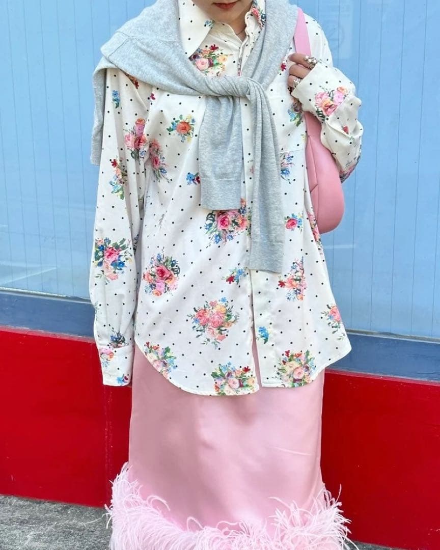 Poppy Dot Flower Shirt ポピー 花柄 フラワー トップス