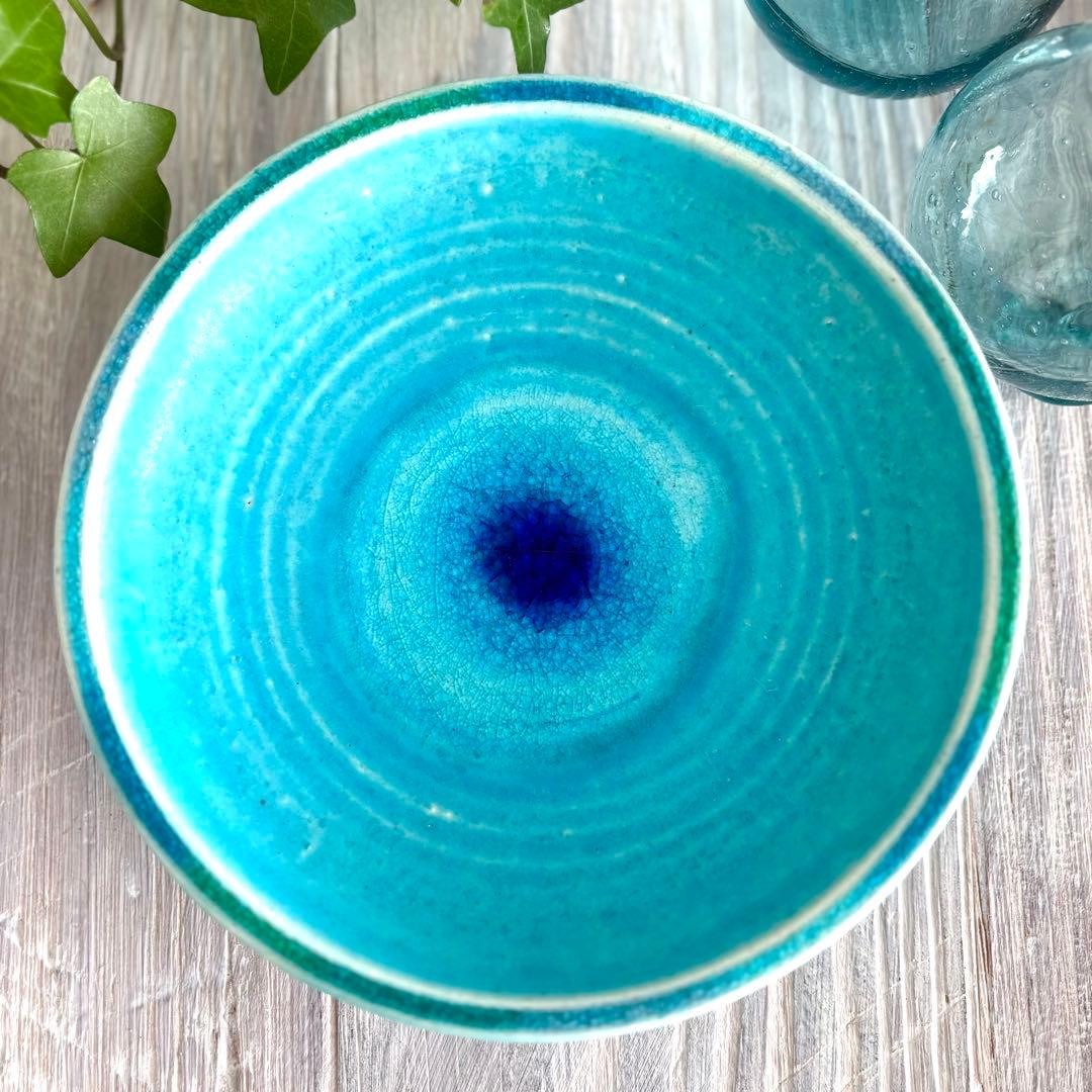 ガラス彩陶器 中皿 沖縄オーシャンブルー 2枚セット